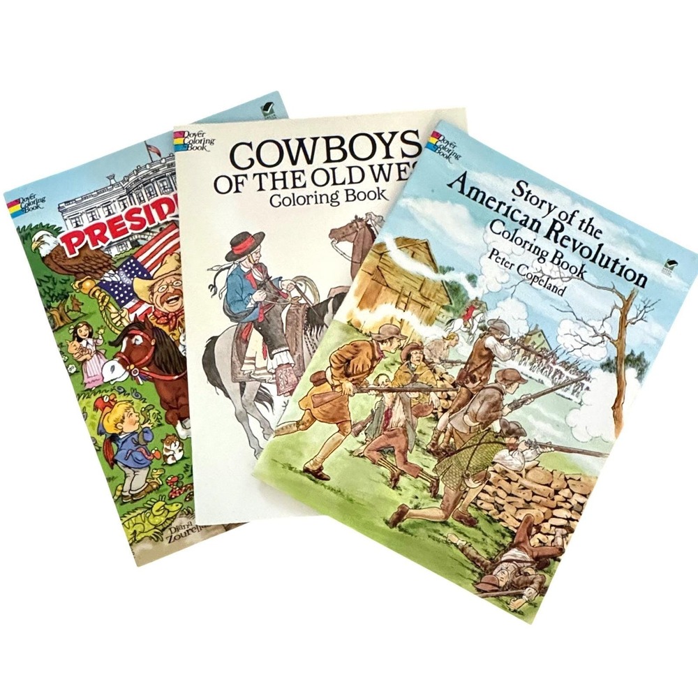 Dover Coloring Books Lot of 3 American History Cowboys Presidents